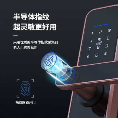 跨境外贸指纹锁室内智能门锁木门公寓密码房间锁蓝牙Wi-Fi智能锁图4