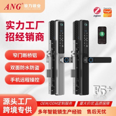 外贸批发断桥铝tuya猫眼智能门锁玻璃门窄门推拉门F5pro图3