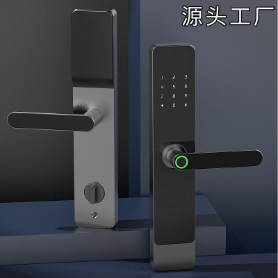 拉盯智能门锁公寓通通锁指纹锁防盗门酒店刷卡密码锁家用锁一握开图3