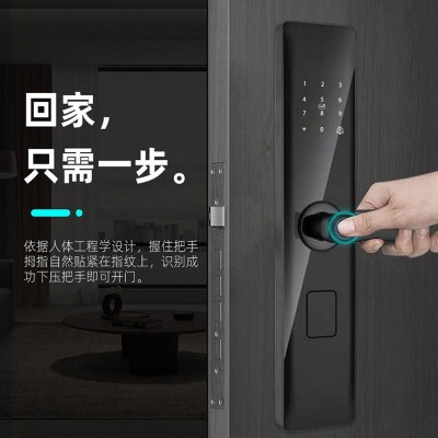铝合金室内公寓酒店指纹密码锁 涂鸦出租屋指纹锁智能锁批发图2