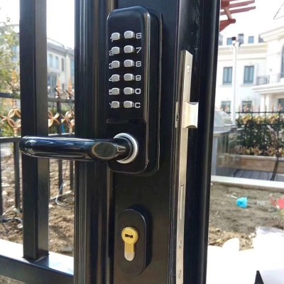 断桥铝门锁锌合金材质防水防锈不用电窄框玻璃门机械密码锁把手锁图3