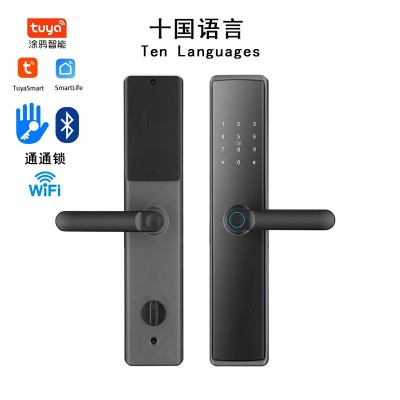 指纹锁防盗门出租房通通锁多功能管理涂鸦APP跨境中英文个国语言