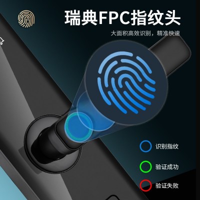 半自动指纹锁防盗门密码锁一握开智能锁刷卡电子锁出租房入户门锁图2