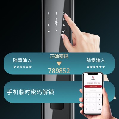 半自动指纹锁防盗门密码锁一握开智能锁刷卡电子锁出租房入户门锁图4