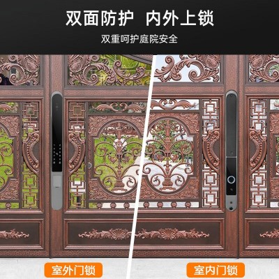 双面指纹猫眼抓拍户外智能锁全自动断桥铝防水断桥铝密码锁商户锁图3