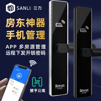 厂家不锈钢酒店木门刷卡门锁涂鸦民宿公寓密码锁家用指纹智能锁图1