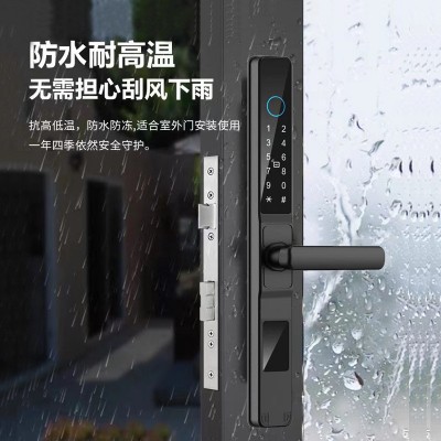 断桥铝防水指纹锁合金塑钢门指纹密码锁家用门锁推拉平移门智能锁图4