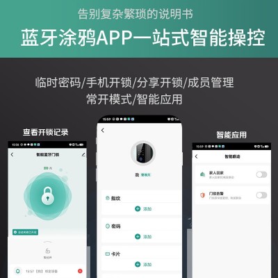 免布线办公室玻璃门智能锁密码涂鸦锁单门双门推拉门免开孔门禁锁图3