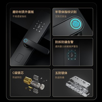 BECK/博克指纹锁智能门锁家用防盗门电子密码锁体半自动 智能锁临图2
