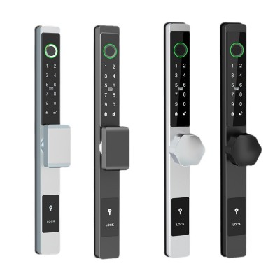 断桥铝指纹锁肯德基平移门窄边推拉门APP防水户外密码智能电子锁图5
