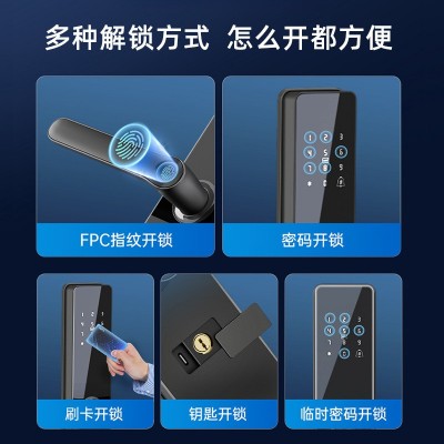 智能电子锁公寓酒店民宿出租房远程密码锁指纹防盗门刷卡入户门锁图3