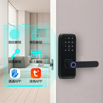 跨境智能指纹锁入户远程WiFi电子门锁通通APP指纹锁室 内密码锁图4