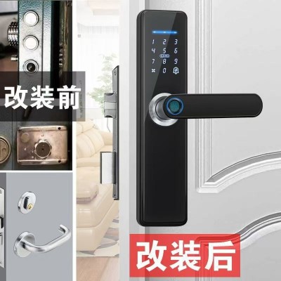 室内木门指纹锁卧室门锁高端智能蓝牙锁公寓民宿密码锁免改孔通用