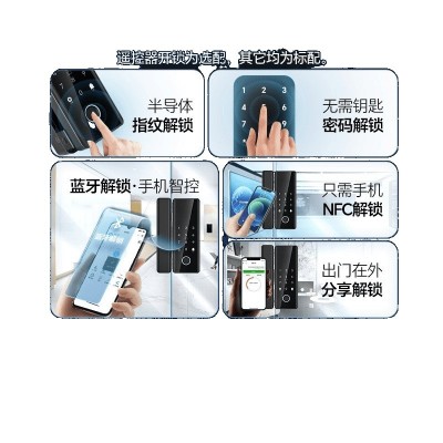 玻璃门密码锁办公室双门双开单开公司商铺有无框智能指纹门锁图5