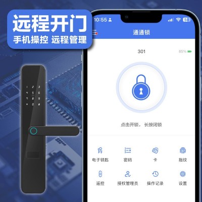 通通锁出租屋房东锁公寓蓝牙远程控制智能锁民宿指纹刷卡密码门锁图2