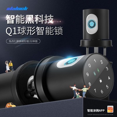 爆款跨境指纹密码锁 涂鸦智能锁 卧室房间分体门锁办公室球形锁图5
