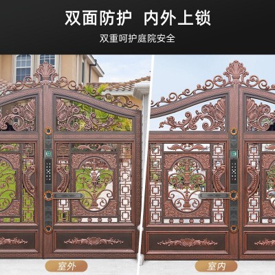 防水耐寒指纹锁户外庭院别墅门智能密码锁通通单双面指纹断桥铝锁图3