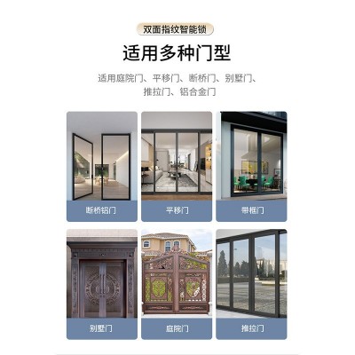 铁艺门别墅门推拉门密码刷卡锁庭院门户外防水双面断桥铝 指纹锁图3