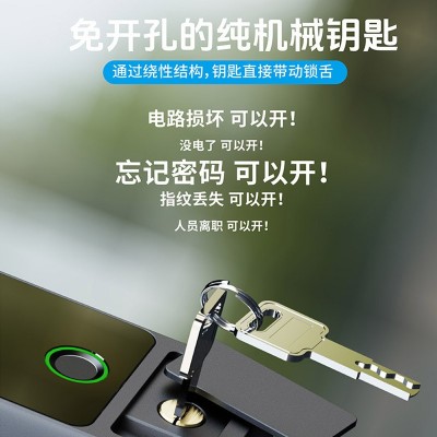 厂家批发商铺无框单/双开玻璃门智能锁免打孔办公室玻璃门 指纹锁图4