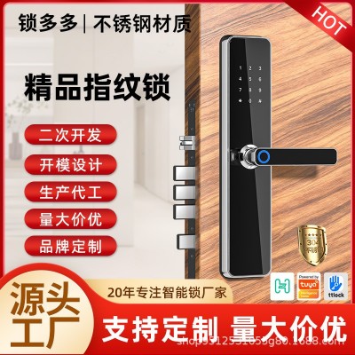 厂家批发公寓密码锁指纹锁 304不锈钢智能锁民宿防盗门刷 卡通通锁图3