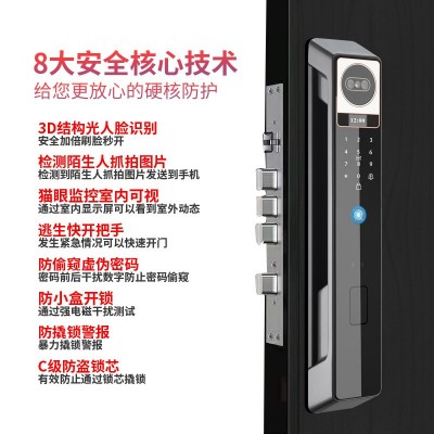 全自动智能锁 人脸识别锁密码锁防盗智能门锁家用 指纹锁C级芯锁图3
