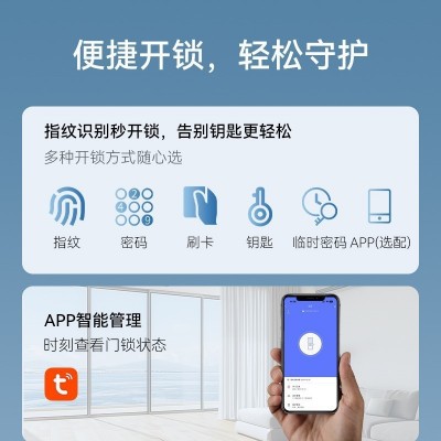跨境专供室内门锁涂鸦通通锁app一握开指纹密码智能门锁办公室锁图1