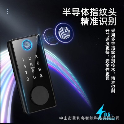 跨境美标木门指纹锁呆锁智能门锁涂鸦通通全自动智能锁北美闭锁图2