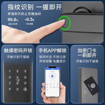 汇力指纹智能锁蓝牙密码锁家用民宿工厂app远程c级锁芯木门智能锁图2