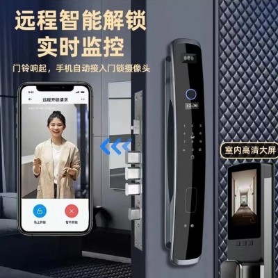 3D人脸识别全自动智能指纹电子锁家用防盗门入户门密码锁厂家批发图1