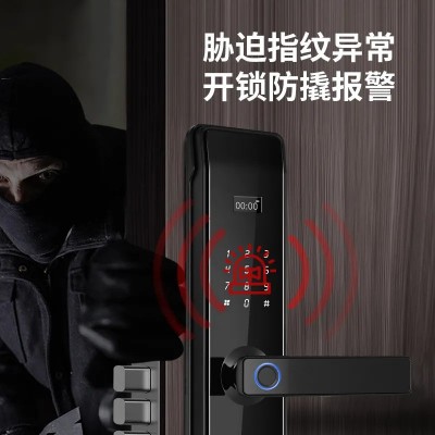 智能指纹门锁半自动入户密码锁刷卡电子锁家用防盗门大门木门货源图4