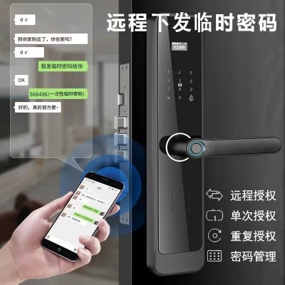 智能指纹门锁半自动入户密码锁刷卡电子锁家用防盗门大门木门货源图2