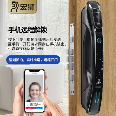 宏狮全自动指纹锁批发猫眼可视防盗门家用办公室密码锁智能锁厂家图3
