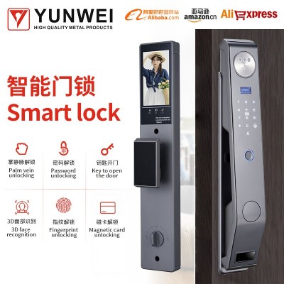 3D人脸掌静脉指纹门锁密码卡片钥匙远程NFC涂鸦APP可视对讲智能锁图3