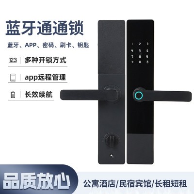 厂家指纹锁一握开学校公寓出租房防盗智能门锁通通锁密码锁带钥匙图3
