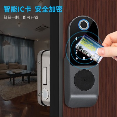 尊仕鹿指纹锁家用出租房遥控刷卡大门密码锁铁门老式电子智能门锁图2