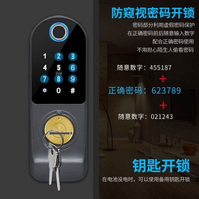 尊仕鹿指纹锁家用出租房遥控刷卡大门密码锁铁门老式电子智能门锁图1