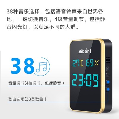 智能自发电门铃呼叫器 温度计时钟一体式无线门铃智能门铃感应门铃电图3