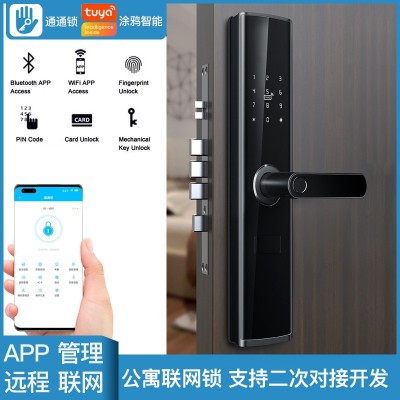 公寓锁通通锁凡单公租房智能锁远程管理4G联网二房东房指纹锁涂鸦图3