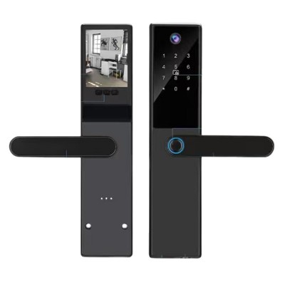 公寓房间门锁黑色猫眼智能锁涂鸦WiFi钥匙密码刷卡app室内指纹锁图5