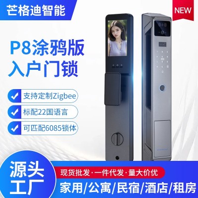 跨境人脸识别zigbee智能锁公寓酒店全自动电子入户门锁涂鸦指纹锁图3