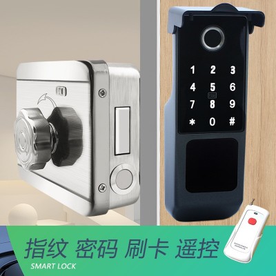 密码智能家用门锁农村大门外装老式铁门指纹锁牛头锁智能双头图2