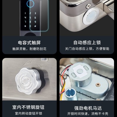 密码智能家用门锁农村大门外装老式铁门指纹锁牛头锁智能双头图3