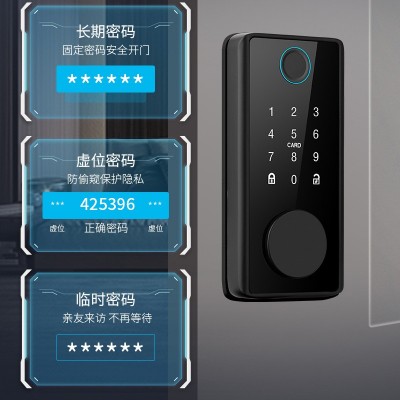 跨境新款亚马逊专供闭锁木门智能锁美标式呆锁指纹锁密码电子门锁图2