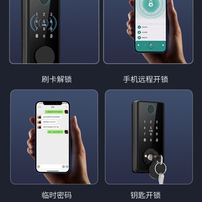 跨境新款亚马逊专供闭锁木门智能锁美标式呆锁指纹锁密码电子门锁图5