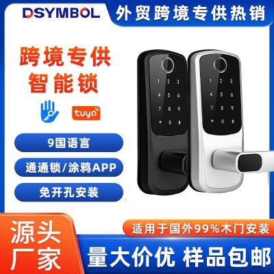 跨境直供 欧美指纹锁家用通通涂鸦电子锁APP智能门锁 美式密码锁图2