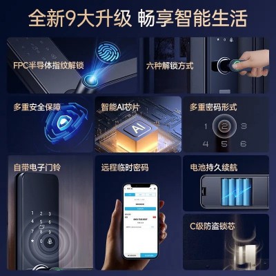 智能指纹锁门锁入户门家用防盗门公寓密码锁电子锁通通锁工厂直销图3