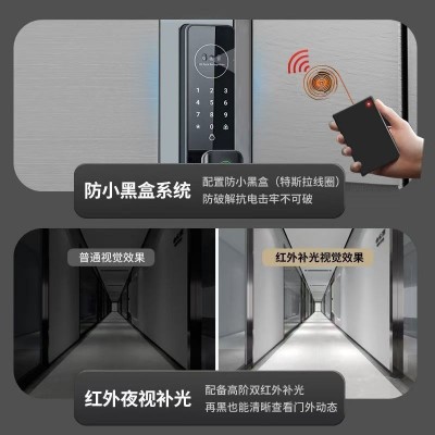 指纹锁家用防盗智能门锁密码磁卡锁电子锁3D人脸识别猫眼锁亚马逊图3