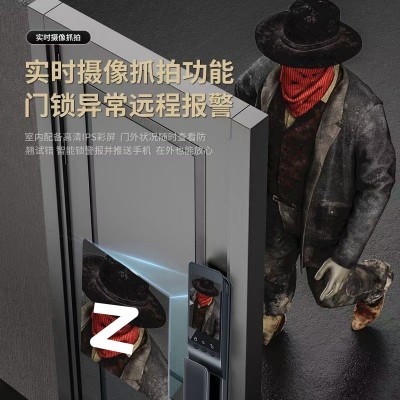 指纹锁家用防盗智能门锁密码磁卡锁电子锁3D人脸识别猫眼锁亚马逊图2