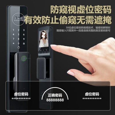 指纹锁家用防盗智能门锁密码磁卡锁电子锁3D人脸识别猫眼锁亚马逊图5