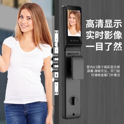 防水精雕别墅指纹锁家用防盗门人脸识别可视对讲涂鸦连网锁密码锁图2